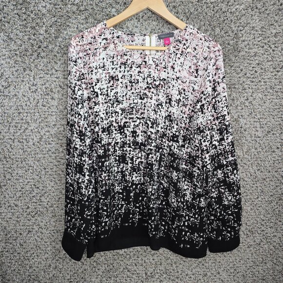 Vince Camuto Top Womens Large Purple Scoop Neck Blouse Zip Semi Sheer Ladies - Picture 1 of 7